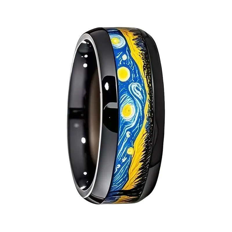 Starry Night Inspired Ceramic Ring