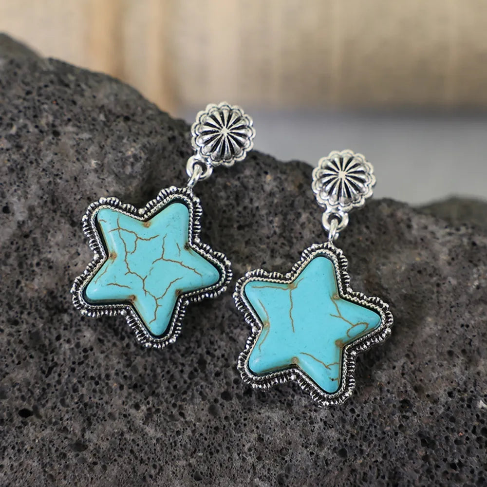 Turquoise Star Dangle Earrings