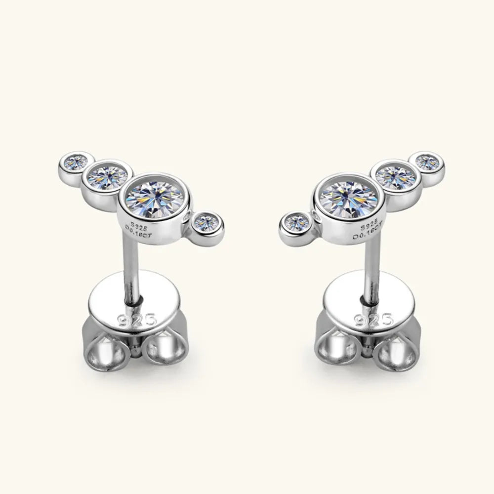 Gold Multi-Crystal Stud Earrings