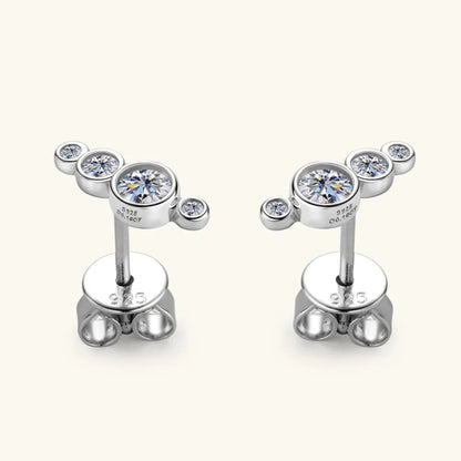 Gold Multi-Crystal Stud Earrings