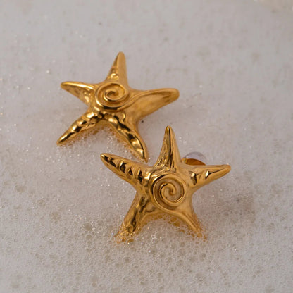 Gold Starfish Stud Earrings