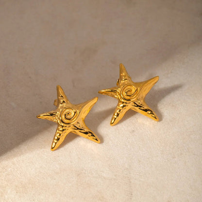 Gold Starfish Stud Earrings
