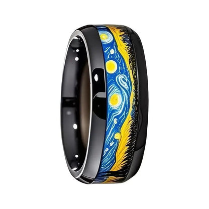 Starry Night Inspired Ceramic Ring