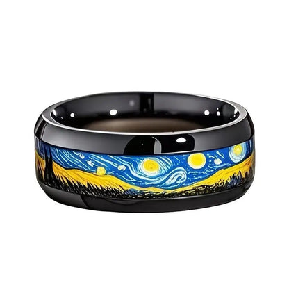 Starry Night Inspired Ceramic Ring