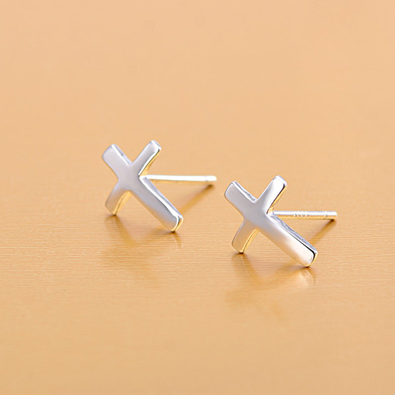Minimalist Cross Stud Earrings