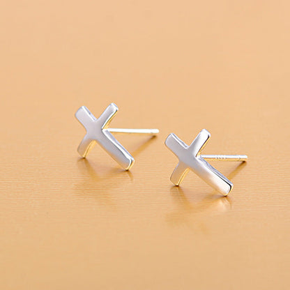 Minimalist Cross Stud Earrings