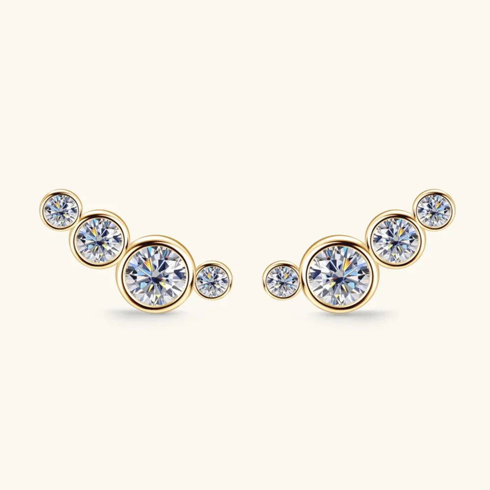 Gold Multi-Crystal Stud Earrings