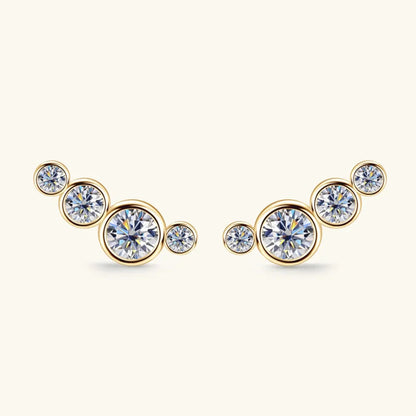 Gold Multi-Crystal Stud Earrings
