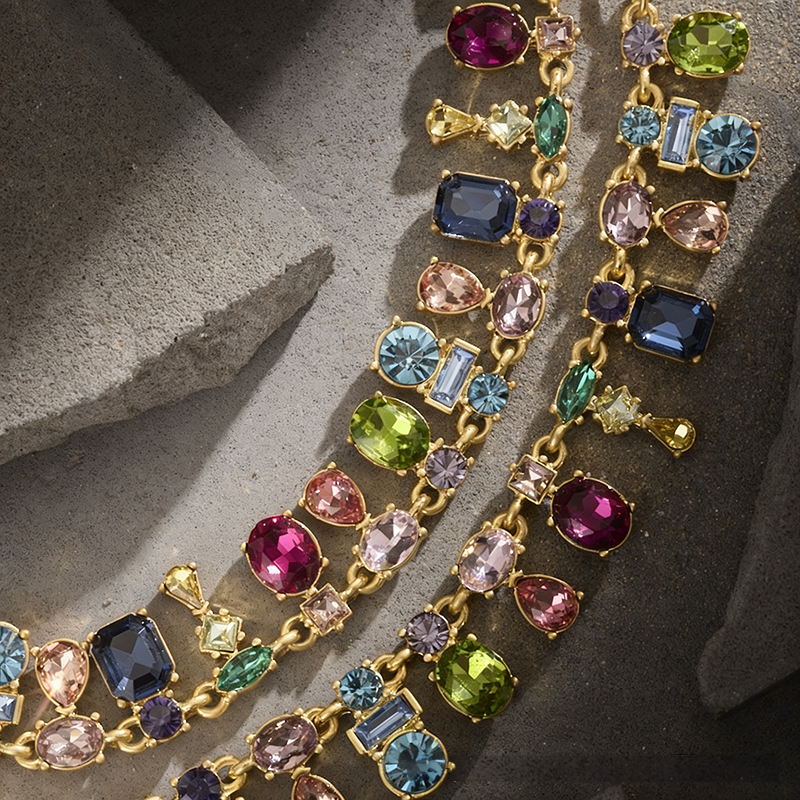 Colorful Crystal Charm Necklace
