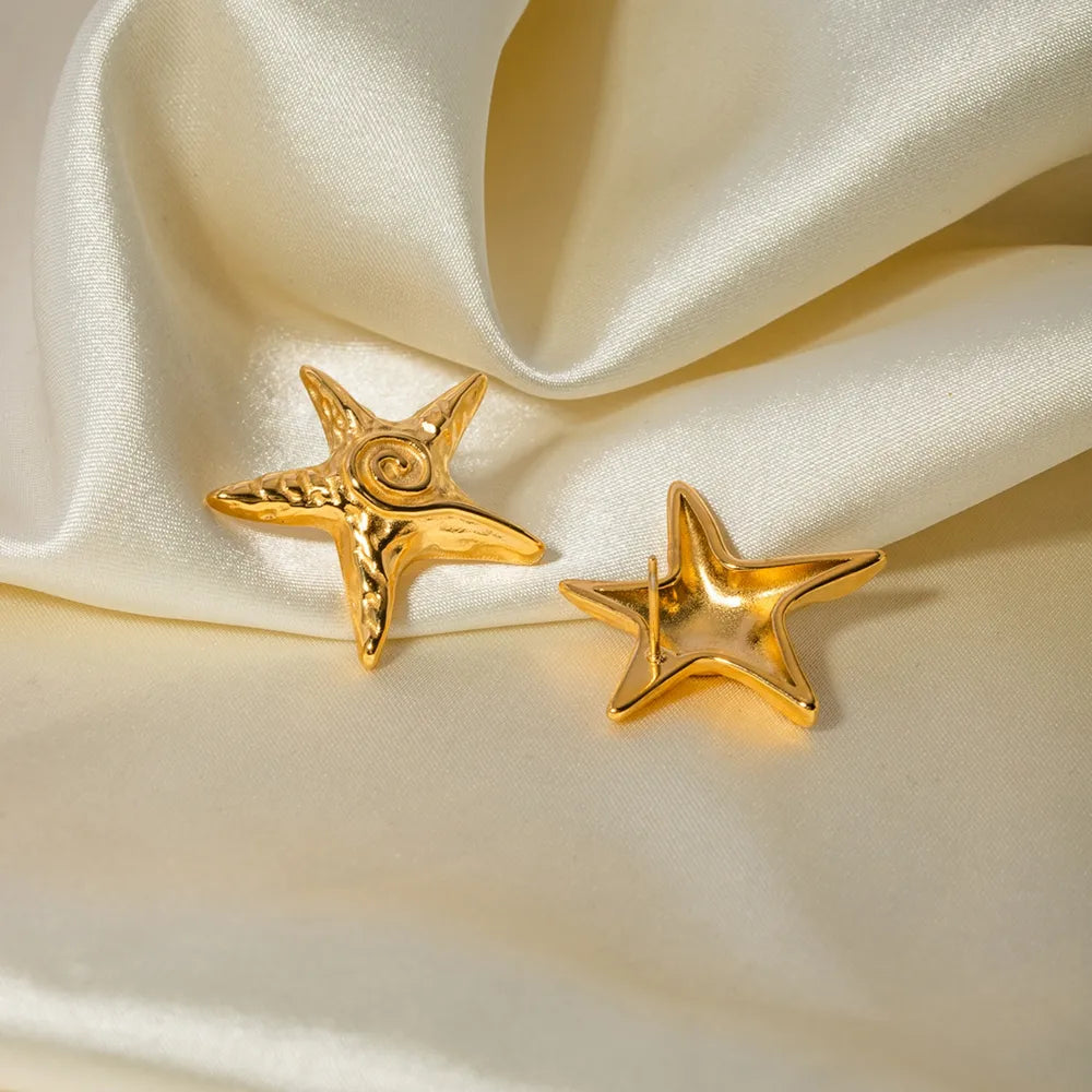 Gold Starfish Stud Earrings