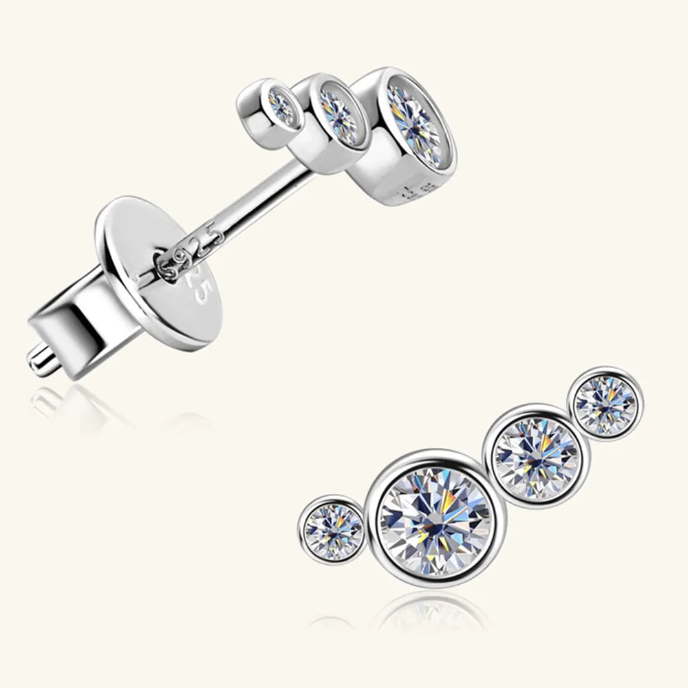 Gold Multi-Crystal Stud Earrings