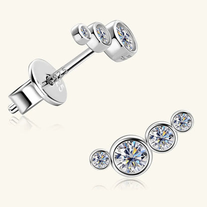 Gold Multi-Crystal Stud Earrings