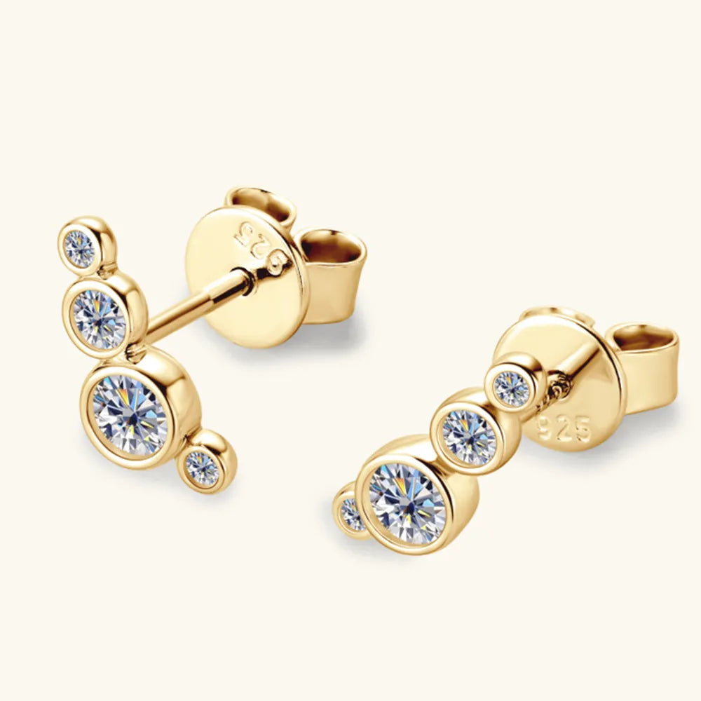 Gold Multi-Crystal Stud Earrings