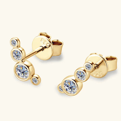 Gold Multi-Crystal Stud Earrings