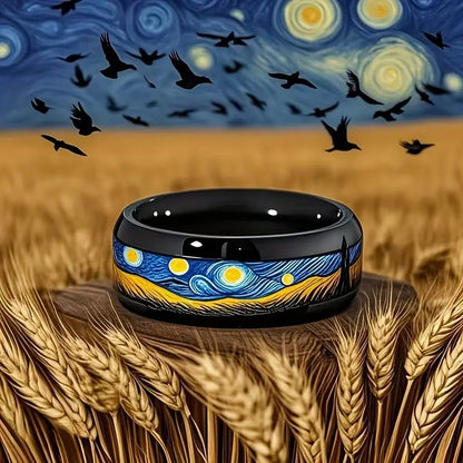 Starry Night Inspired Ceramic Ring