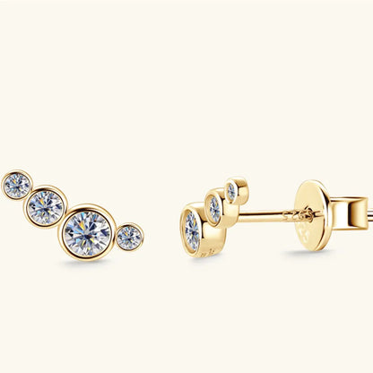 Gold Multi-Crystal Stud Earrings