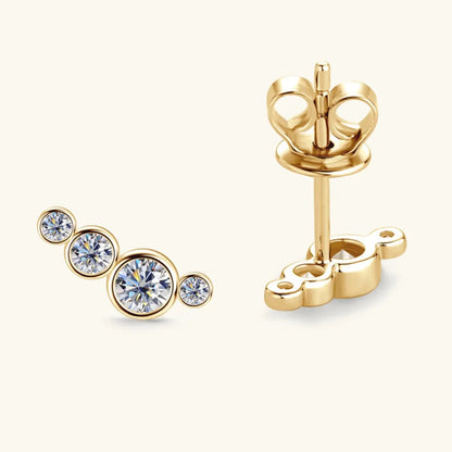 Gold Multi-Crystal Stud Earrings