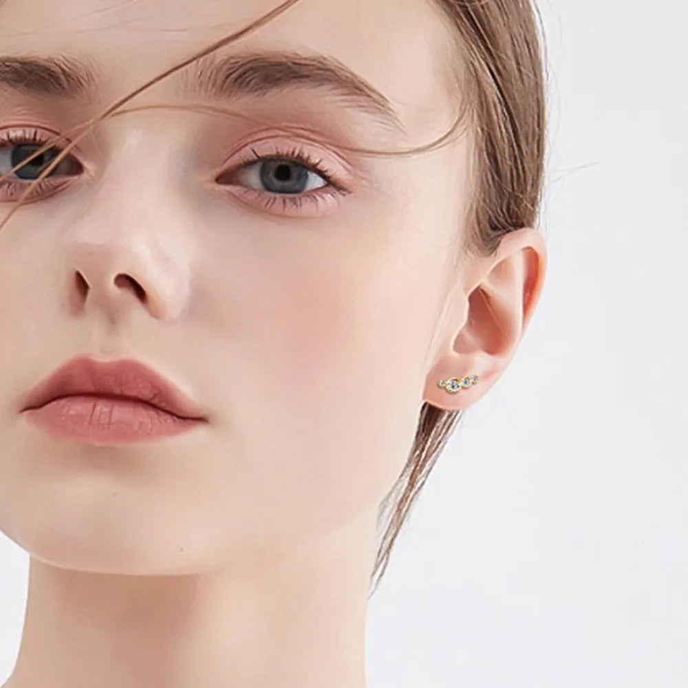Gold Multi-Crystal Stud Earrings