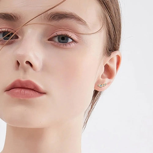 Gold Multi-Crystal Stud Earrings